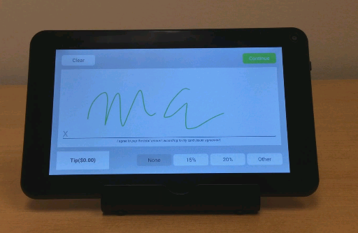 Signing screen seen for credit card transactions